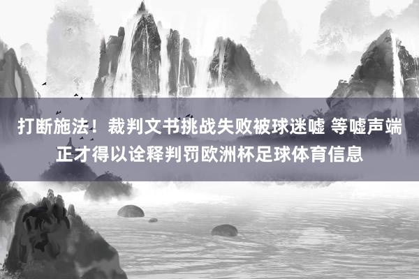 打断施法！裁判文书挑战失败被球迷嘘 等嘘声端正才得以诠释判罚欧洲杯足球体育信息
