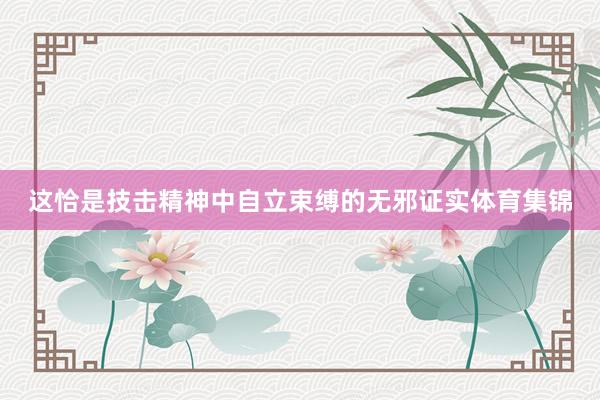 这恰是技击精神中自立束缚的无邪证实体育集锦