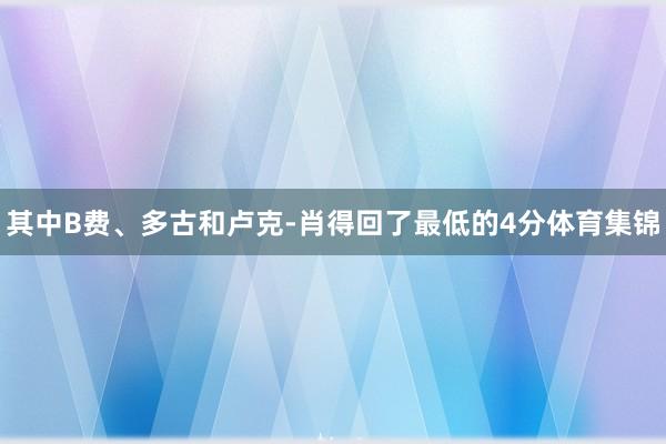 其中B费、多古和卢克-肖得回了最低的4分体育集锦
