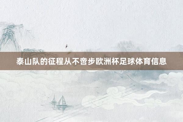泰山队的征程从不啻步欧洲杯足球体育信息