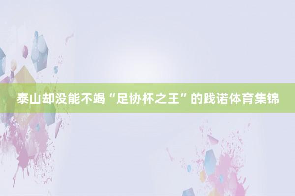 泰山却没能不竭“足协杯之王”的践诺体育集锦