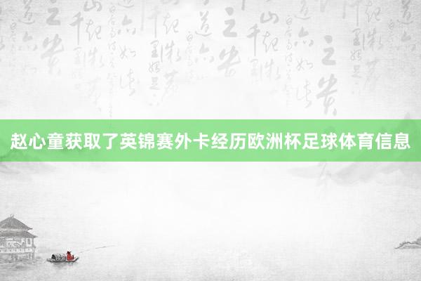 赵心童获取了英锦赛外卡经历欧洲杯足球体育信息