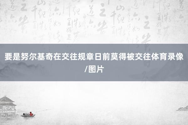 要是努尔基奇在交往规章日前莫得被交往体育录像/图片