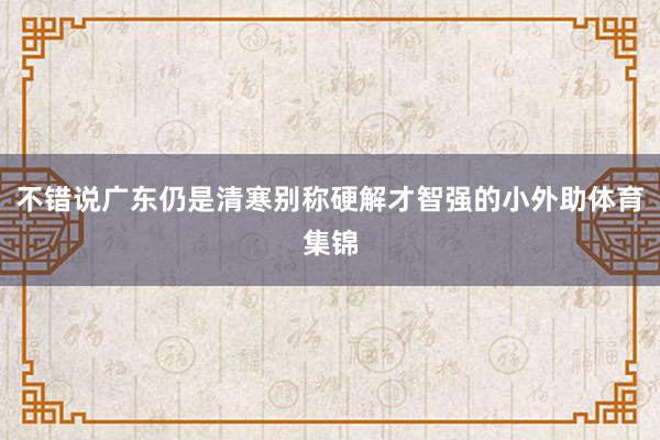 不错说广东仍是清寒别称硬解才智强的小外助体育集锦