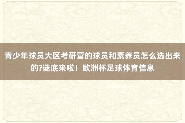 青少年球员大区考研营的球员和素养员怎么选出来的?谜底来啦！欧洲杯足球体育信息